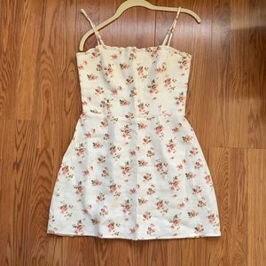 Reformation Linen White Floral Dress Size 8